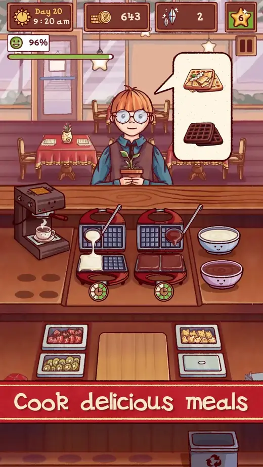 Preparação de um prato com ingredientes no jogo Lily's Café